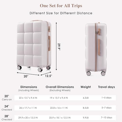 Hard Shell Suit case with Spinner Wheel Lightweight TSA Lock - color: gray(horizontal stripe), size: 20/24/28 Inch