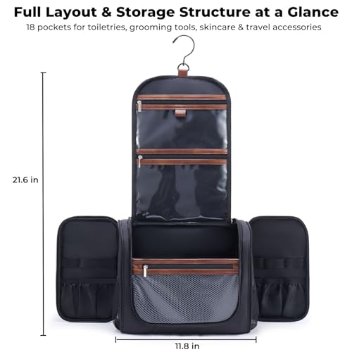Ralnitote Toiletry Bag for Men, Large Hanging Travel Toiletry Bag, Black - color: Black