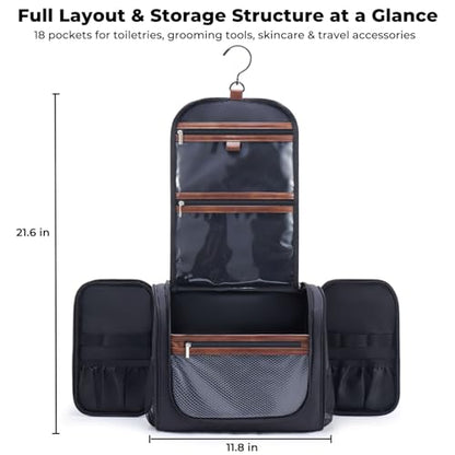 Ralnitote Toiletry Bag for Men, Large Hanging Travel Toiletry Bag, Black - color: Black