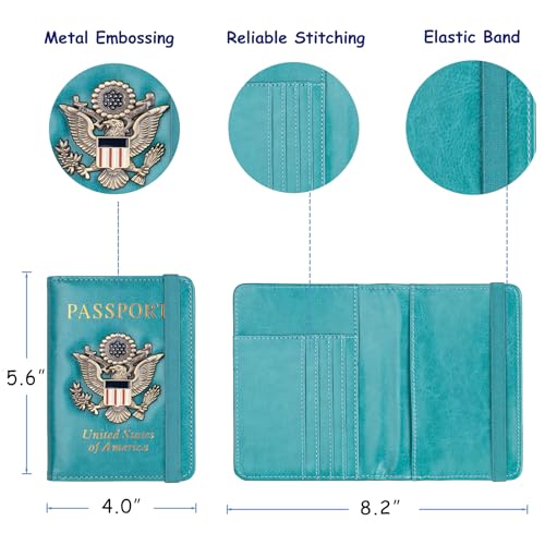 TOURSUIT RFID Blocking Passport Holder, Leather Travel Wallet, Light Blue - color: Light Blue