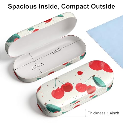 Hard Shell Leather Sunglasses Case,Classic Fashionable Cute Large Glasses Case for Women Men,Sunglass Eyeglasses - color: Cherries
