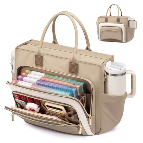 LOVEVOOK Work Tote Bags for Women,Laptop Teacher Bag With File Organizer - color: Off-white Khaki, size: 15.6 inch