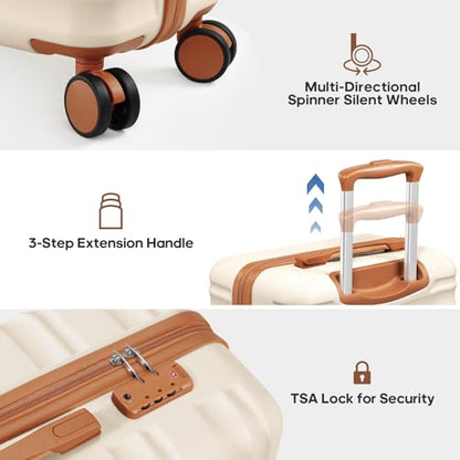 7 Piece luggage sets with YKK Zipper 20/24/28" with Backpack - color: Off White, size: 7 piece set (20/24/28inch)