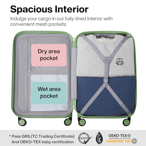 mixi Luggage Suitcases with Spinner Wheels, Large Hardside Rolling Suitcase PC with TSA Lock Travel Case 26in Checked in, Fine Grid Avocado Green - color: Fine Grid Avocado Green, size: 26in Checked in