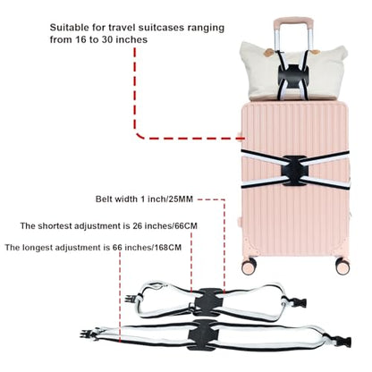 Luggage Straps for Suitcases, Travel Accessories to Connect Two Suitcase, Add A Bag Luggage Strap for Carry On Luggages Adjustable Buckle Belt (White/Black-1pcs) - color: White/Black-1pcs
