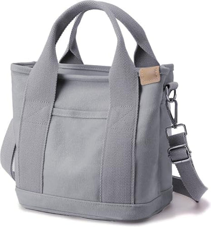 Small Tote Bag with Zipper, 2024 Canvas Multi-Pocket Crossbody Bag Shoulder Bag Satchel Hobo Bag Messenger Bag - color: Grey, size: Small