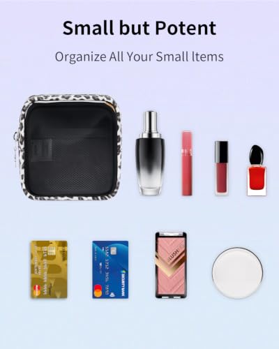 Clear Makeup Bag for Purse, Mini Make Up Bag, Black Leopard Print - color: Black Leopard Print