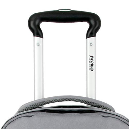 J World New York Lash Rolling Backpack. Laptop Bag With Wheels. Wheeled Carry-On Travel Luggage - color: Grey/Pink
