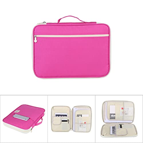 A4 Document Bags, 13.8×9.8×1.4in Multi‑Pocket File Folder Bag (Rose) - color: Rose