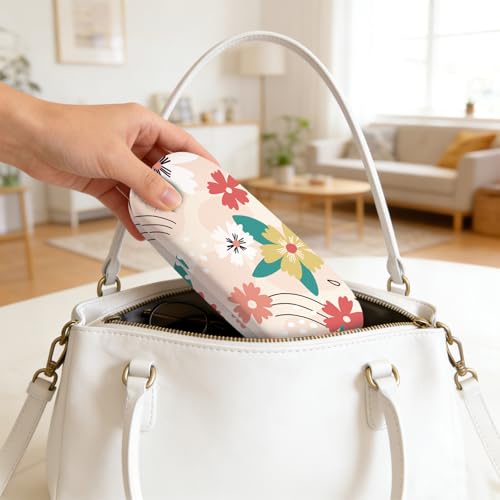 Glasses Case Hard Shell,Portable Protective Eyeglasses Case, Eyeglass Holder Box with Cleaning Cloth,for Women Men - color: Floral Print 2