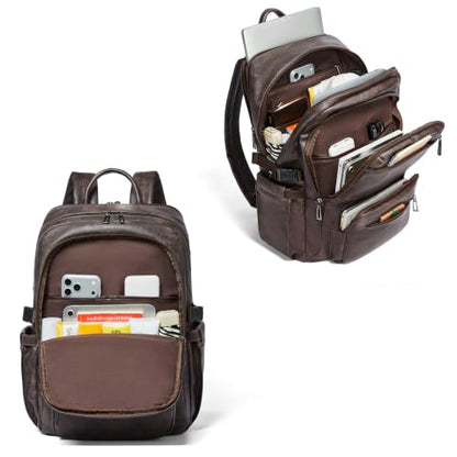 Leather Laptop Backpack for Women with RFID Wristlet Purse, Fits 17" Laptop - color: Coffee