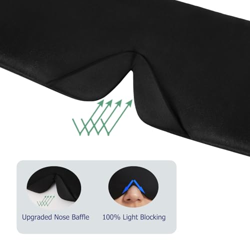 Mulberry Silk Sleeping Eye Mask, ALASKA BEAR Wraparound Style Comfort Ear Muff Blindfold and Soft Headband for Full Blackout and Hair Protection, Adjustable - color: Blackⅱ