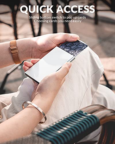 VULKIT Minimalist Credit Card Holder Pop Up Cards RFID Protection Slim Metal Wallet - color: Silver