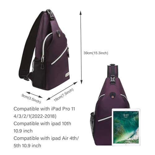MOSISO Small Sling Bag for Men, Crossbody Shoulder Chest Daypack Bag - color: Purple