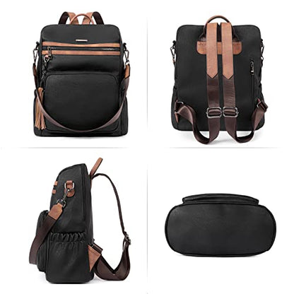 CLUCI Vegan leather Backpack for Women - color: Black With Brown
