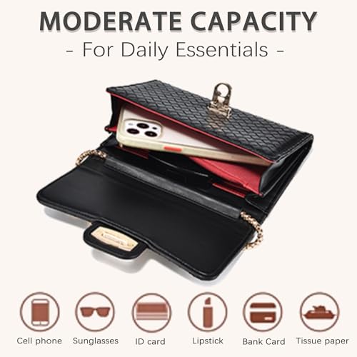 Small Crossbody Bag Sling Bag, Phone Holder for Women - color: K Black