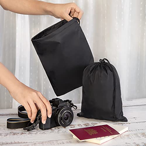 Drawstring Bag - UltraLight Nylon Cinch and Ditty Pouch For Packing, Storing, Goodie Bag (5 pack, Black, 7 x 9 inch) - size: 7 x 9 inch