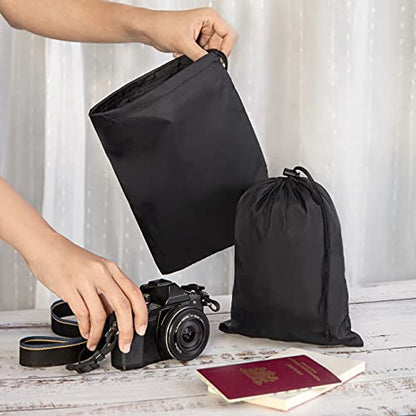 Drawstring Bag - UltraLight Nylon Cinch and Ditty Pouch For Packing, Storing, Goodie Bag (5 pack, Black, 7 x 9 inch) - size: 7 x 9 inch