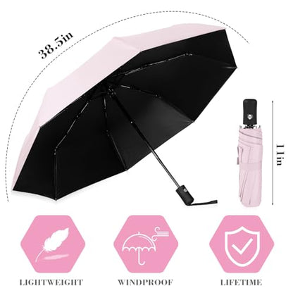 Jexine Windproof Travel Umbrella Compact Small - color: Pink