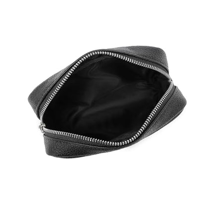 Makeup Bag for Purse Travel Cosmetic Bag (PU Black) - color: Black