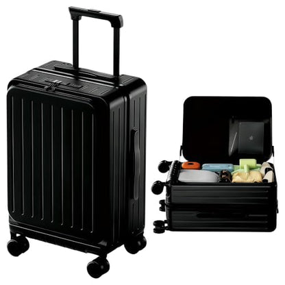 26-Inch Front Opening Hardside Checked Luggage, Black - color: Black, size: 26 Inch Checked