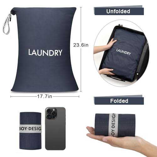 WiseBoy 2 Pack Laundry Bags, Travel Laundry Bag for Dirty Clothes, Zippered - color: Navy Blue/Pink