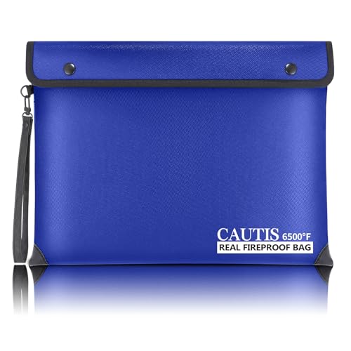 6500℉ Upgraded Fireproof Bags with Fire Proof Zipper A4 Size (Blue) - color: Blue, size: A4 Size