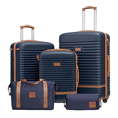 Coolife Luggage Set Carry On Suitcase,5 piece, Navy(DB/TB/20/24/28) - color: Navy, size: 5 piece set