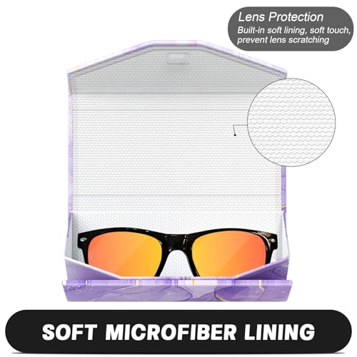 Sunglasses Case, Foldable Glasses Case, Magnetic Hard Shell Folding Holder - color: Dream Purple, style: 2 Pcs