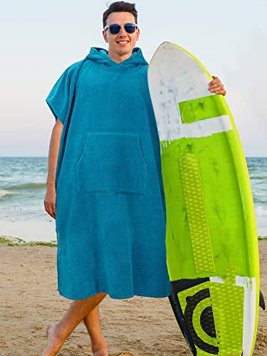 SUN CUBE Surf Poncho Changing Robe with Hood, Wetsuit Changing Hooded Towel - color: Sea Blue