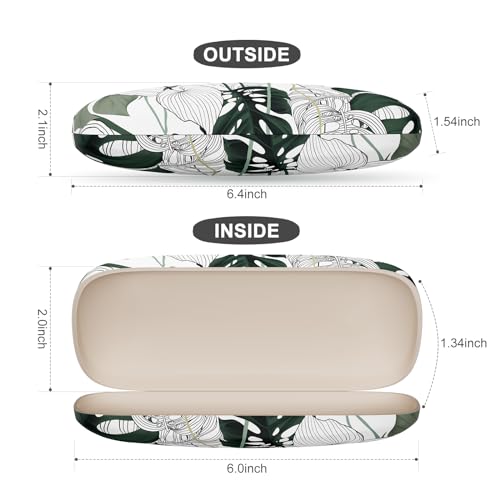 Eyeglasses Case, Portable Hard Shell Protective Case for Glasses, Eyeglass Holder Box for Women with Cleaning Cloth - color: Green Leaf