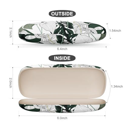 Eyeglasses Case, Portable Hard Shell Protective Case for Glasses, Eyeglass Holder Box for Women with Cleaning Cloth - color: Green Leaf