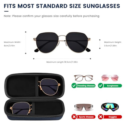 molshine Double Eyeglasses Case,EVA Hard Shell Portable Sunglasses Case with Metal Buckle for Sunglass,Eyeglasses - color: Dark Blue