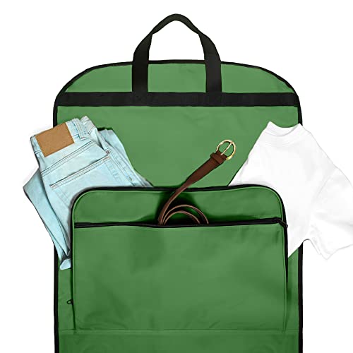Dalix 60" Foldable Garment Bag Suits Cover Dresses w Front Pocket - color: Dark Green