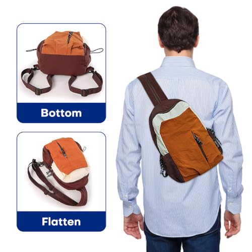 Convertible Crossbody Sling Purse – Lightweight Anti-Theft Daypack (Brown) - color: Brown