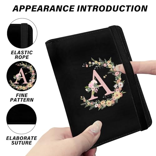 Cute Passport Holder and Holder Combo Passport Cover with RFID Blocking Women Men Compatible Wallet Credit Card Protector（Initial Monogram-A） - color: Black-A