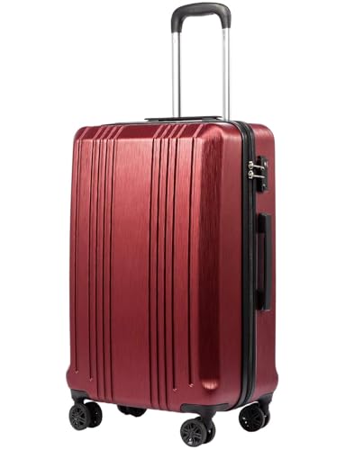 Coolife PC+ABS Hardshell Luggage, TSA Lock, Spinner Wheels, 20in Carry-On - color: wine red, size: 20 inch
