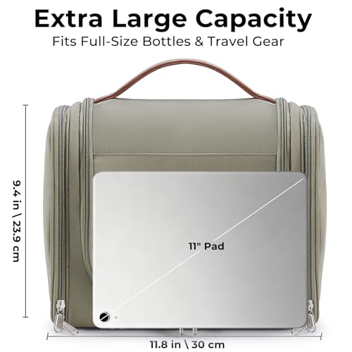 Ralnitote Toiletry Bag for Men, Large Hanging Travel Toiletry Bag, Green - color: Green