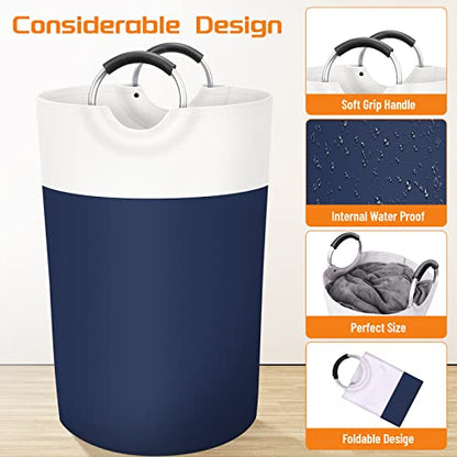 BlissTotes 115L Laundry Basket, Freestanding Collapsible Hamper, Blue - color: Blue, size: 115L
