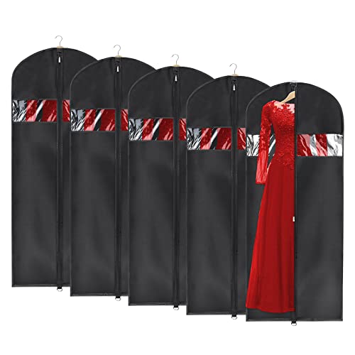 Univivi Garment Bag Suit Bag for Storage and Travel, 60 Inch, Set of 5 - size: 24"X60" - 5pcs - Oxford