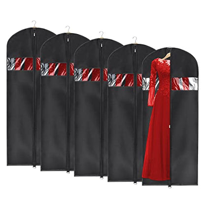 Univivi Garment Bag Suit Bag for Storage and Travel, 60 Inch, Set of 5 - size: 24"X60" - 5pcs - Oxford