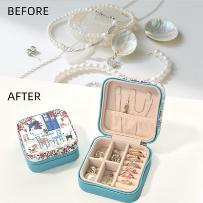 shunmei Mini Travel Jewelry Box, Personalised Pattern, Six Cats - style: Six Cats