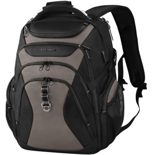 KROSER Laptop Backpack 18.4 Inch Computer Backpack for Men/Women/College - color: Black/Light Browm, size: 18.4 inch