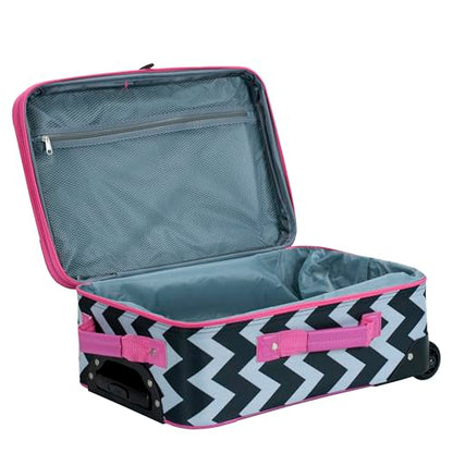 Rockland Fashion Softside 2 Piece Luggage Set, Expandable, (14" Tote/19" Upright), Pink Chevron - color: Pink Chevron, size: 2 Piece (19"/14" Tote)