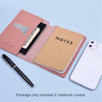 Wisdompro 2 Pack 3.5" x 5.5" Journal Cover for Field Notes Notebooks, Pink - color: Pink