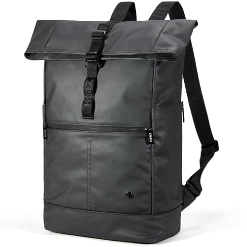 Laptop Backpack Rolltop Expandable, Black - color: Black