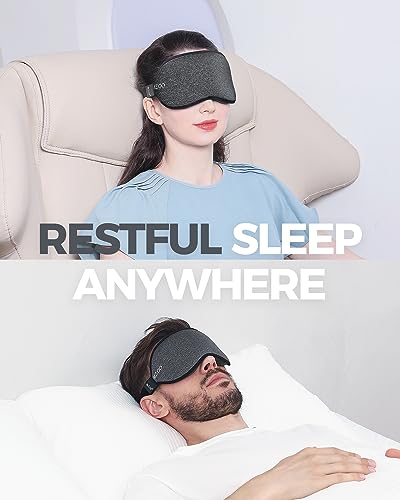 MZOO Luxury Sleep Mask, 3D Spacious for Long Lashes Blocking Light - color: M-gray (Black Edge)