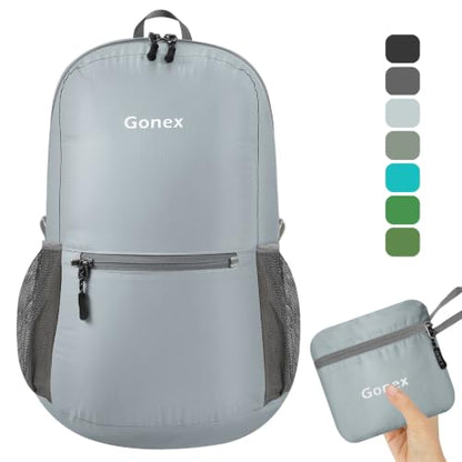 Gonex Packable Daypack Backpack 20L Lightweight Foldable Travel Bag - color: Light Grey