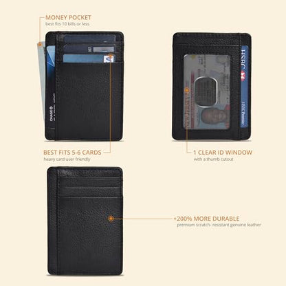 Leather Wallet for Men - RFID Blocking Slim Card Holder Gift for Men Idea - color: Ebony