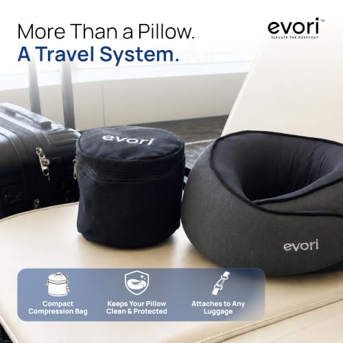 evori 360° Neck Rest, Memory Foam Travel Neck Pillow for Airplane and Car